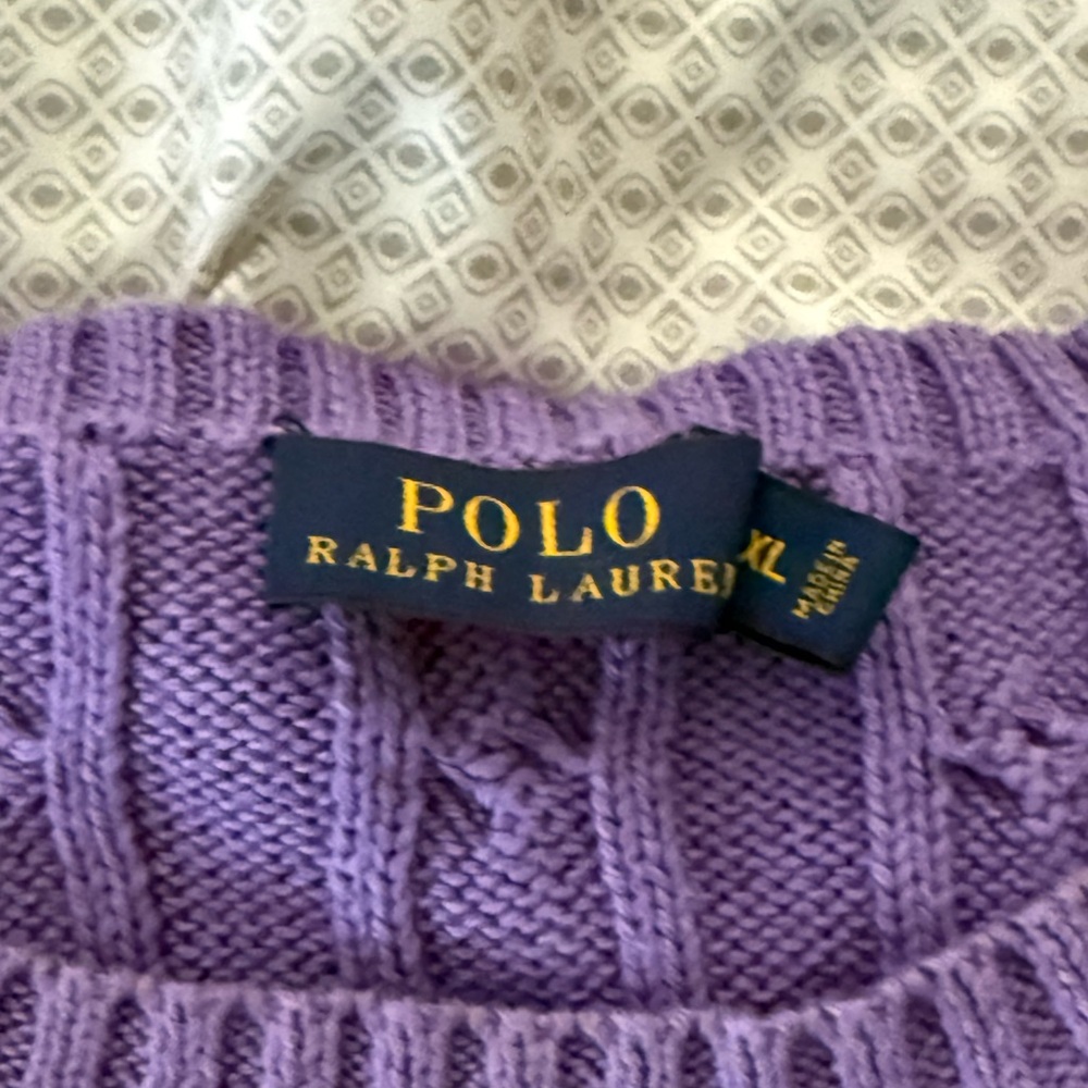 Polo by Ralph Lauren Lavender Cable-Knit Crewneck Sweater